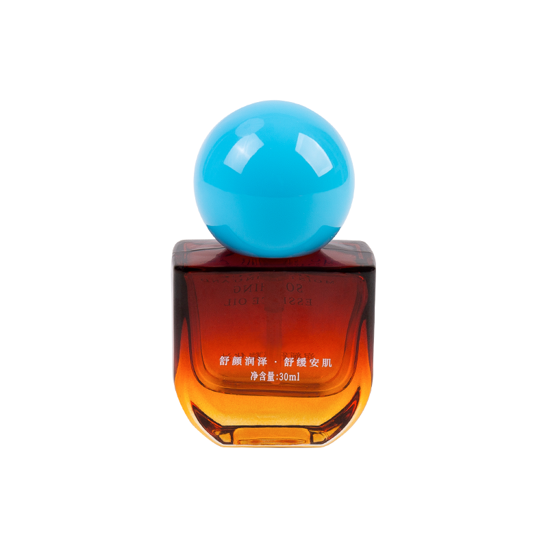 Chai thủy tinh màu hổ phách 30ml với nắp abs màu xanh da trời
